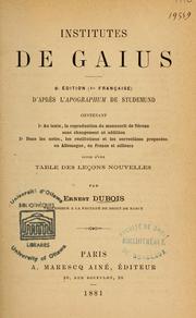 Cover of: Institutes de Gaius