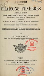 Cover of: Oraisons funèbres by Jacques Bénigne Bossuet