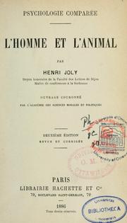 Cover of: L'homme et l'animal by Henri Joly, Henri Joly