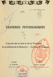 Cover of: Causeries psychologiques: l'envers de la joie et de la tristesse ; le problème de la mémoire ; formes de passage