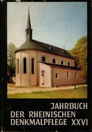 Cover of: Jahrbuch der Rheinischen Denkmalpflege Band XXVI 1966: Abhandlungen aus dem Bereich der Denkmalpflege und Inventarisation 1959–1964