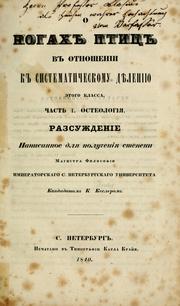 Cover of: O nogakh ptit︠s︡ v otnoshenīi k sistematicheskomu di︠e︡lenīi︠u︡ ėtogo klassa