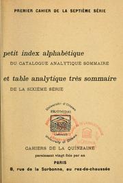 Cover of: Petit index alphabétique du catalogue analytique sommaire by 