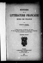 Cover of: Histoire de la littérature française hors de France