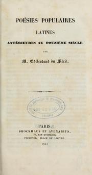 Cover of: Poésies populaires latines antérieures au douzième siècle.