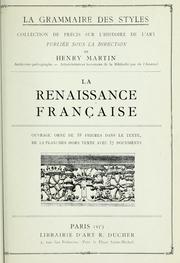 Cover of: La Renaissance française