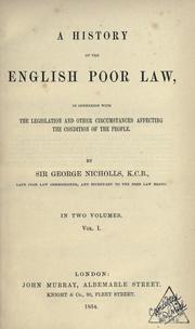 Cover of: A history of the English poor law by Nicholls, George Sir