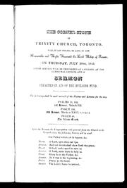 The Corner stone of Trinity Church, Toronto, will, if God permit, be laid, by the Honourable and Right Reverend the Lord Bishop of Toronto, on Thursday, July 20th, 1843