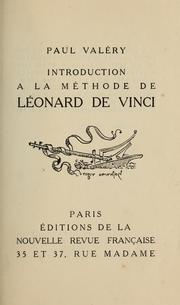 Cover of: Introduction à la méthode de Léonard de Vinci