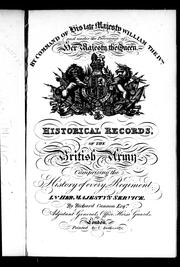 Cover of: Historical record of the Seventh, or, The Queen's Own Regiment of Hussars: containing an account of the origin of the regiment in 1690 and of its subsequent services to 1842