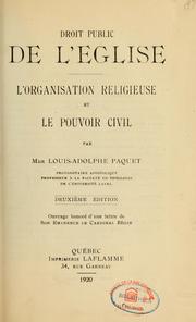 Cover of: Droit public de l'église