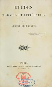 Cover of: Études morales et littéraires