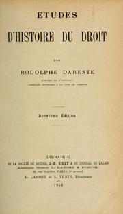 Cover of: Études d'histoire du droit