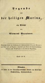 Cover of: Legende von der heiligen Marina by Clemens Brentano, Clemens Brentano