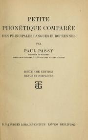 Cover of: Petite phonetique comparee des principales langues europeennes by Paul Passy