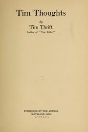 Cover of: Tim thoughts