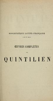 Cover of: Oeuvres complètes de Quintilien by Quintilian