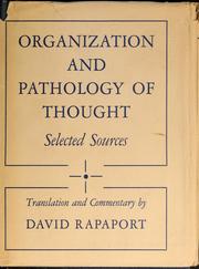 Cover of: Organization and pathology of thought: selected sources