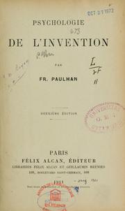 Cover of: Psychologie de l'invention by Frédéric Paulhan