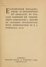 Cover of: Elizabethan England: from "A description of England