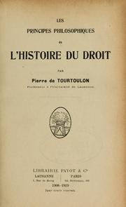 Cover of: Les principes philosophiques de l'histoire du droit