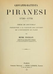 Cover of: Giovanni-Battista Piranesi, 1720-1778 by Henri Focillon