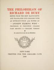 Cover of: The Philobiblon of Richard de Bury by Richard de Bury