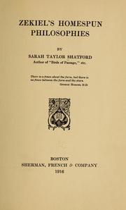 Cover of: Zekiels̓ homespun philosophies | Sarah Taylor Shatford