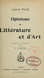 Cover of: Opinions de littérature et d'art by Oscar Wilde