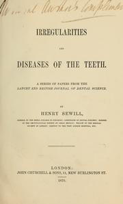 Cover of: Irregularities and diseases of the teeth