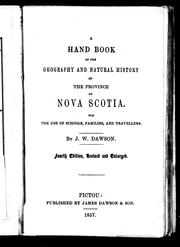Cover of: A hand book of the geography and natural history of the province of Nova Scotia: for the use of schools, families, and travellers