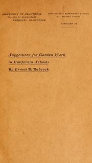 Cover of: Suggestions for garden work in California schools
