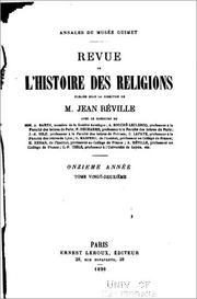 Cover of: Revue de l'Histoire des Religions by Maurice Vernes, Jean Réville, Léon Marillier, René Dussaud, Paul Alphandéry