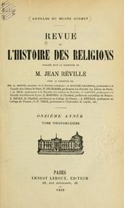 Cover of: Revue de l'histoire des religions by Maurice Vernes, Jean Réville, Léon Marillier, René Dussaud, Paul Alphandéry