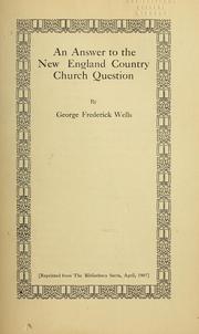 Cover of: An answer to the New England country church question