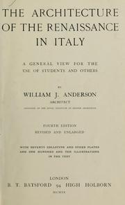 Cover of: The architecture of the renaissance in Italy by Anderson, William J., Anderson, William J.