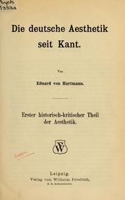 Cover of: Aesthetik. by Eduard von Hartmann