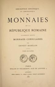Cover of: Description historique et chronologique des monnaies de la République romaine by Ernest Babelon
