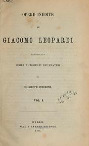 Cover of: Opere inedite di Giacomo Leopardi