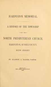 Cover of: Hardyston memorial by Alanson A. Haines