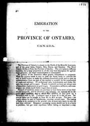 Cover of: Emigration to the province of Ontario, Canada