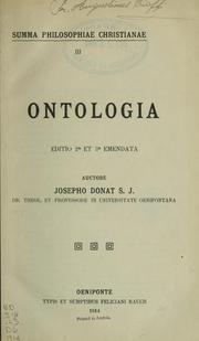 Cover of: Ontologia by Donat, Josef