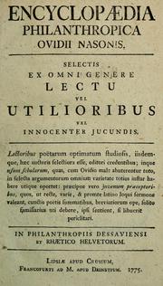 Encyclopaedia philanthropica Ovidii Nasonis by Ovid