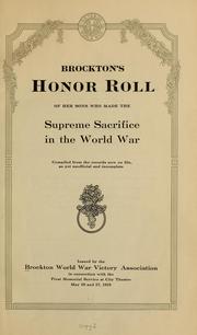 Cover of: Brockton's honor roll of her sons who made the supreme sacrifice in the world war.