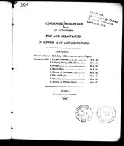 Cover of: Condensed schedules of authorized pay and allowances in Upper and Lower-Canada