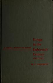 Cover of: Europe in the eighteenth century, 1713-1783. by Matthew Smith Anderson