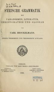 Cover of: Syrische Grammatik by Carl Brockelmann