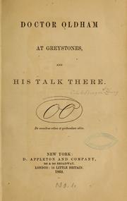 Cover of: Doctor Oldham at Greystones, and his talk there.