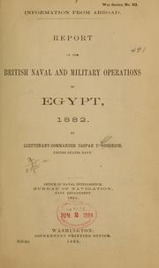 Cover of: Report of the British naval and military operations in Egypt, 1882 by Caspar F. Goodrich