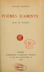 Cover of: Poèmes d'aminte: odes et élégies